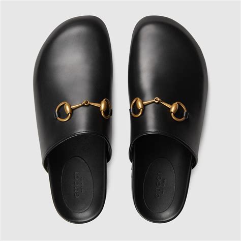 gucci elea slipper with horsebit|Women's Horsebit slipper in black leather .